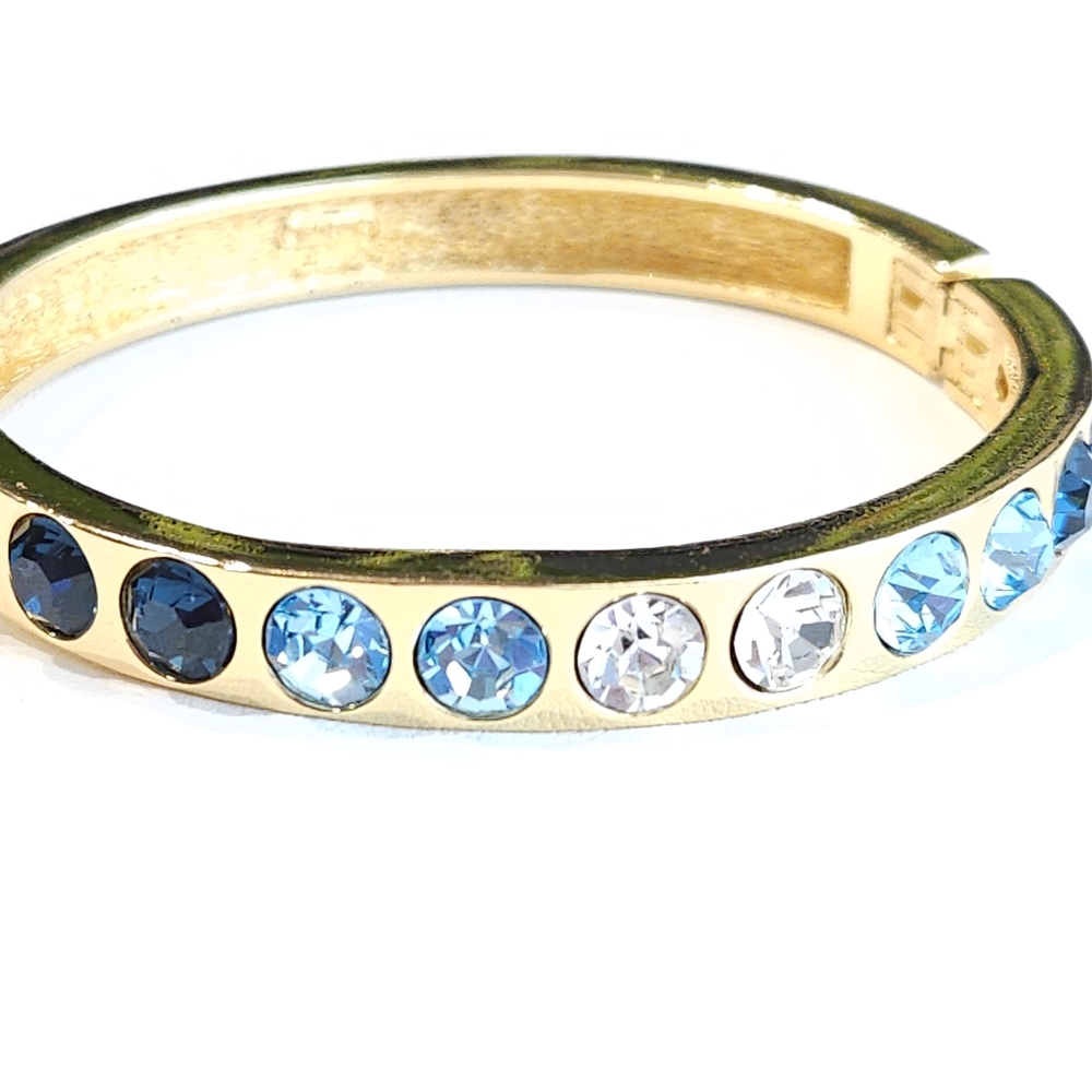 Christian Dior Bracelet Vintage Swarovski Blue Crystal Chr.Dior Gold Bracelet - Picture 3 of 16